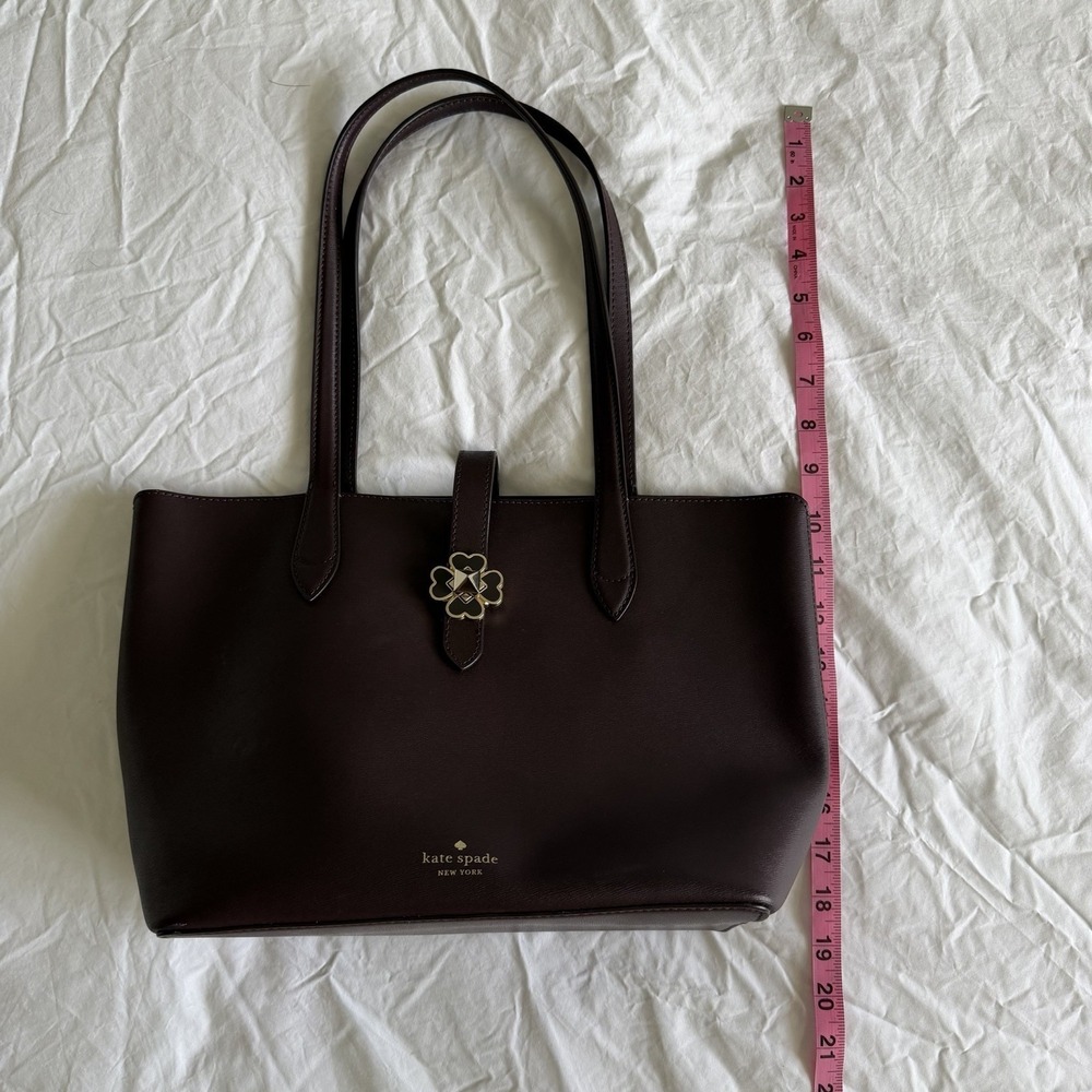 Kate Spade Kaci Medium Clover Tote - Chocolate Cherry Exterior, Red Inside - Picture 6 of 10
